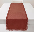 PurpleEssences Waffle Weave Cotton Table Runner – Boho Rustic Fringe Farmhouse Style Table Linen for Coffee Table, Dining & Kitchen Décor, Ideal for Spring Easter Summer - 13 x 72 Inch - Rust