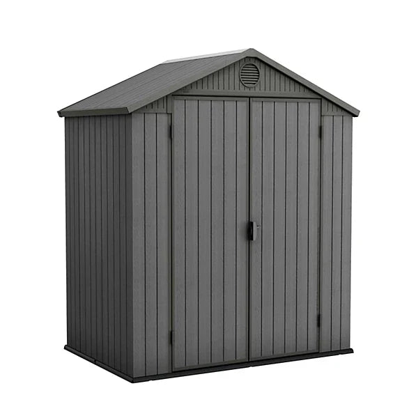 Grey Plastic Storage Shed 6 × 4 ft with Floor and Double Door Access