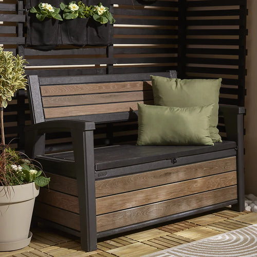 227L Outdoor Storage Bench, Resin Storage Box, Brown