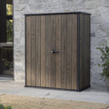 1400L Outdoor Garden Storage Unit, Resin Storage Box, 4 × 2 ft, Walnut