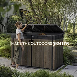 2020L Resin Outdoor Storage Box, Garden Storage Unit, Walnut, 6 × 3 ft