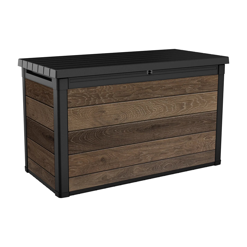 757L Outdoor Garden Storage Box, Resin Storage Unit, 5 × 2 ft, Walnut