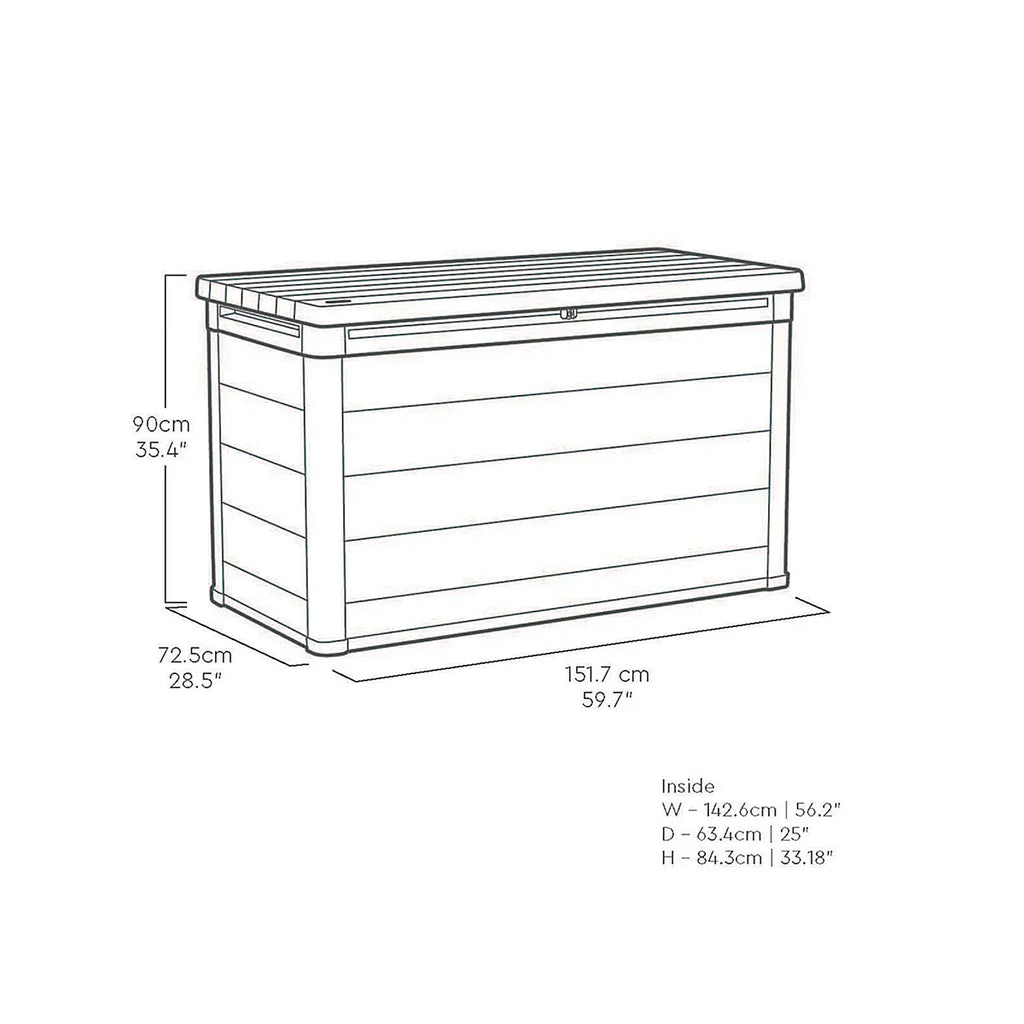 757L Outdoor Garden Storage Box, Resin Storage Unit, 5 × 2 ft, Walnut