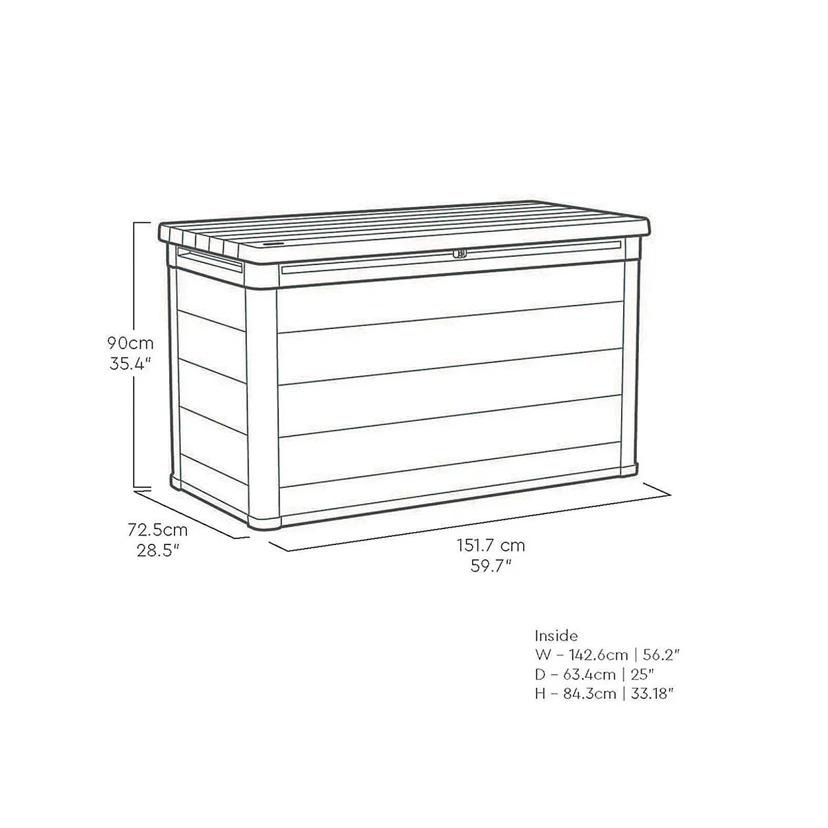 757L Outdoor Garden Storage Box, Resin Storage Unit, 5 × 2 ft, Walnut