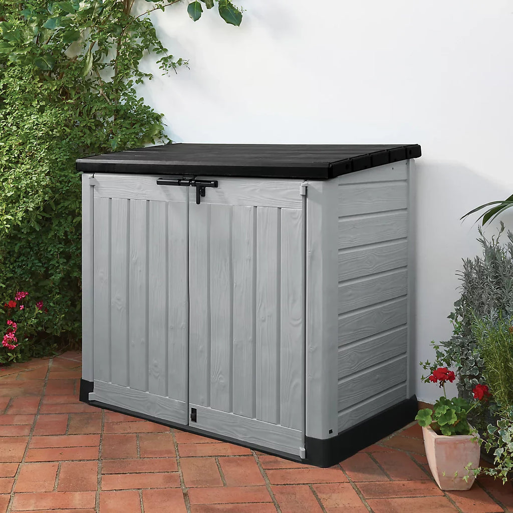 1200L Plastic Outdoor Storage Box, Garden Storage Unit, Beige & Brown