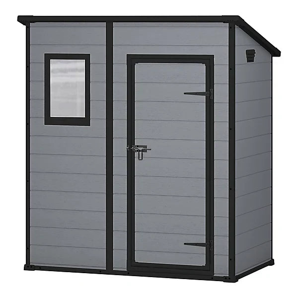 6 × 4 ft Pent Resin Garden Shed with Floor and Window, Grey