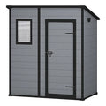 6 × 4 ft Pent Resin Garden Shed with Floor and Window, Grey